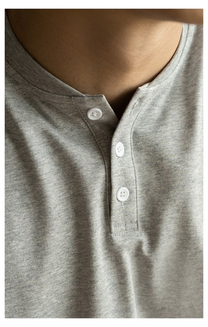 Camiseta hombre cuello mao algodón estilo casual - Damián