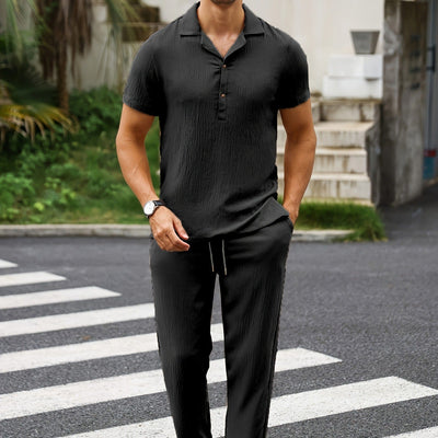 Conjunto casual hombre tela arrugada estilo relajado - Dario