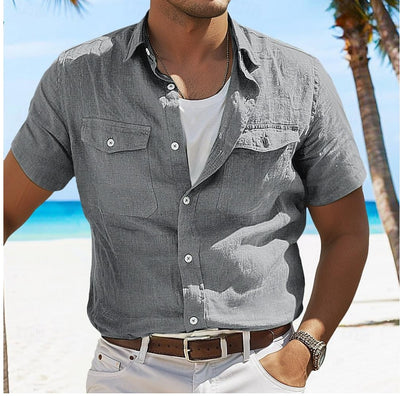 Camisa de lino para hombre de cuello clásico con estilo veraniego - Elías