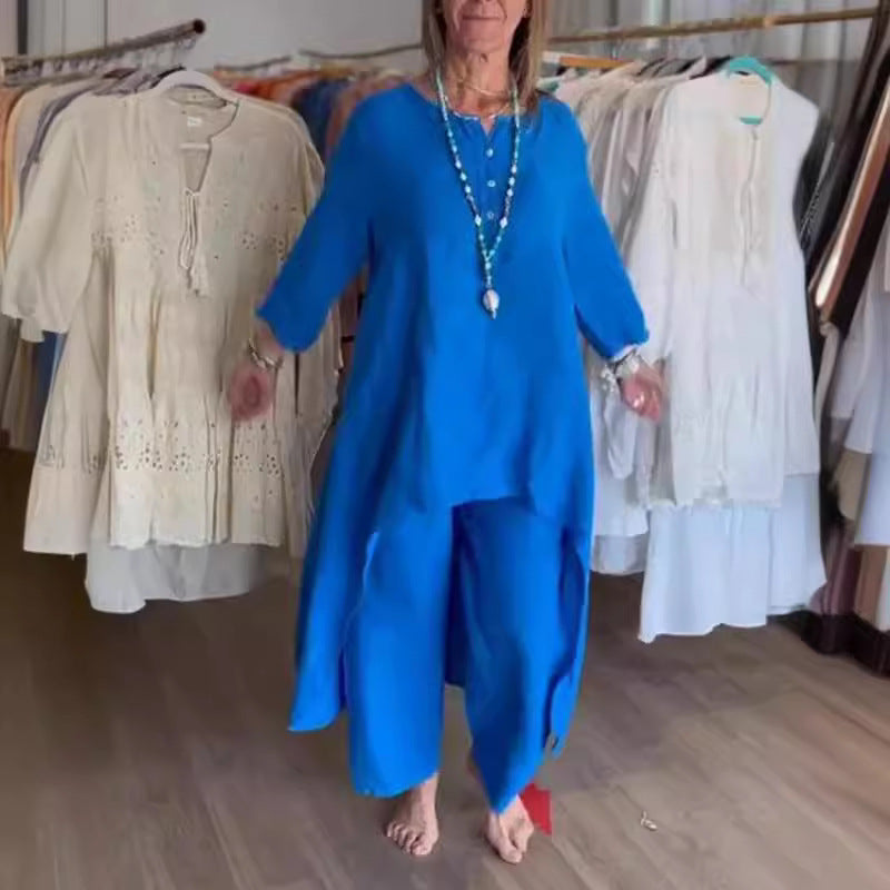 Karina - Traje de lino liso para mujer