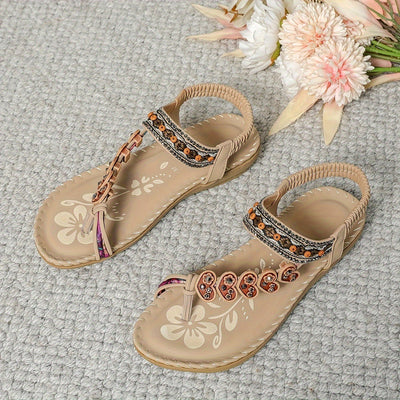 Sandalias para mujer de flores bordadas con estilo bohemio - Alma