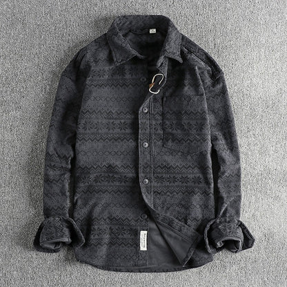 Camisa hombre pana estampado étnico manga larga - Mauro