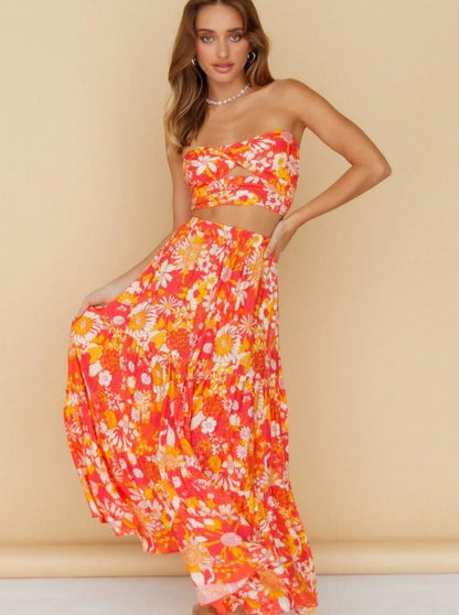 Pia - Conjunto plisado floral de verano