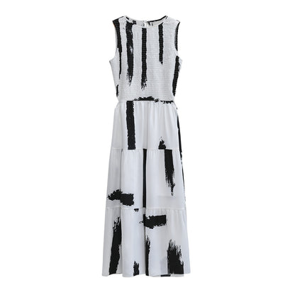 Vestido midi mujer estampado artístico estilo evasé - Helena