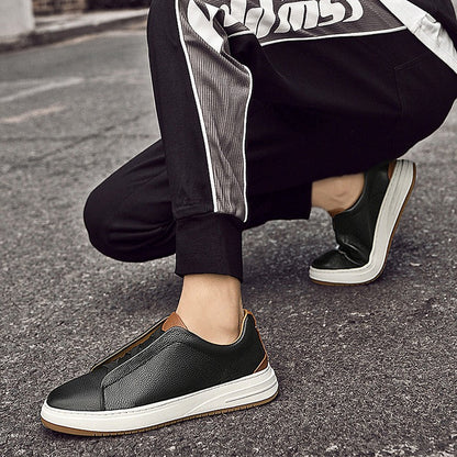 Zapatillas bajas para hombre de piel auténtica sin cordones estilo casual - Renato