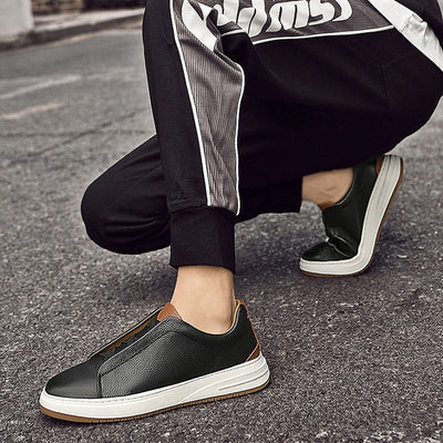 Zapatillas bajas para hombre de piel auténtica sin cordones estilo casual - Renato
