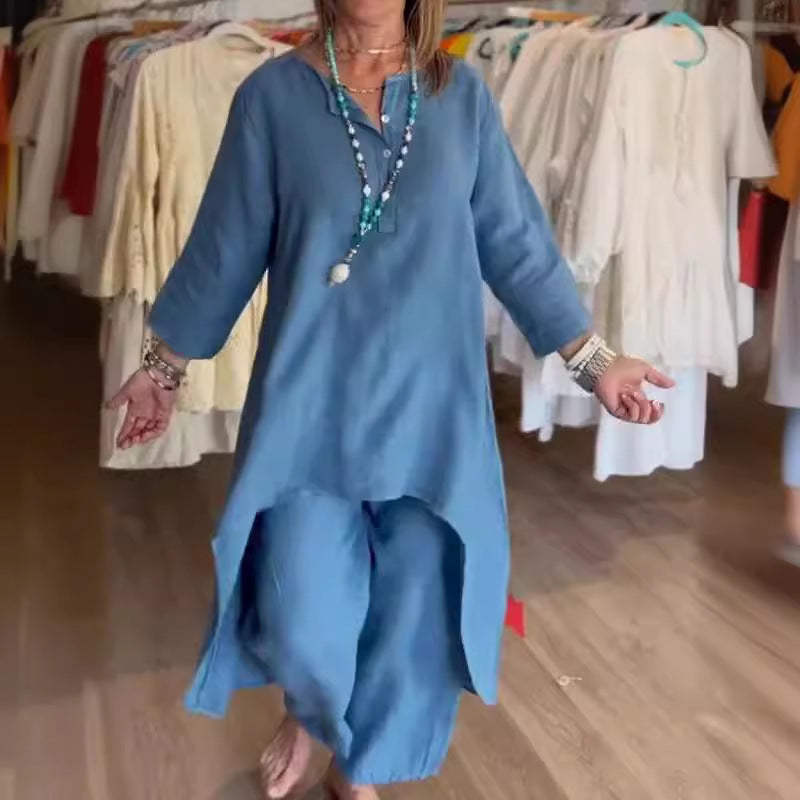 Karina - Traje de lino liso para mujer