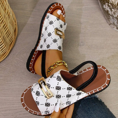 Sandalias planas mujer estampado monograma estilo casual - Amelia