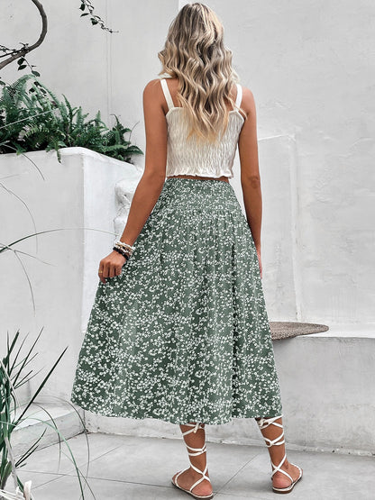 Falda midi mujer estampado floral abertura lateral - Amelia