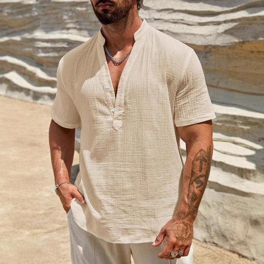 Camisa para hombre cuello mao estilo relajado - Elías