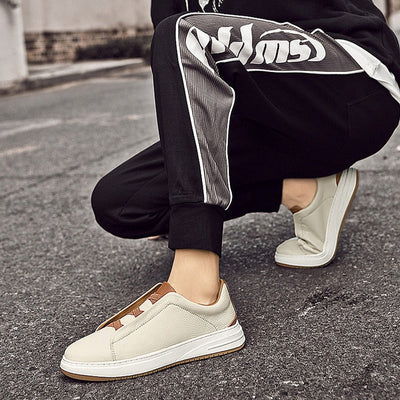 Zapatillas bajas para hombre de piel auténtica sin cordones estilo casual - Renato
