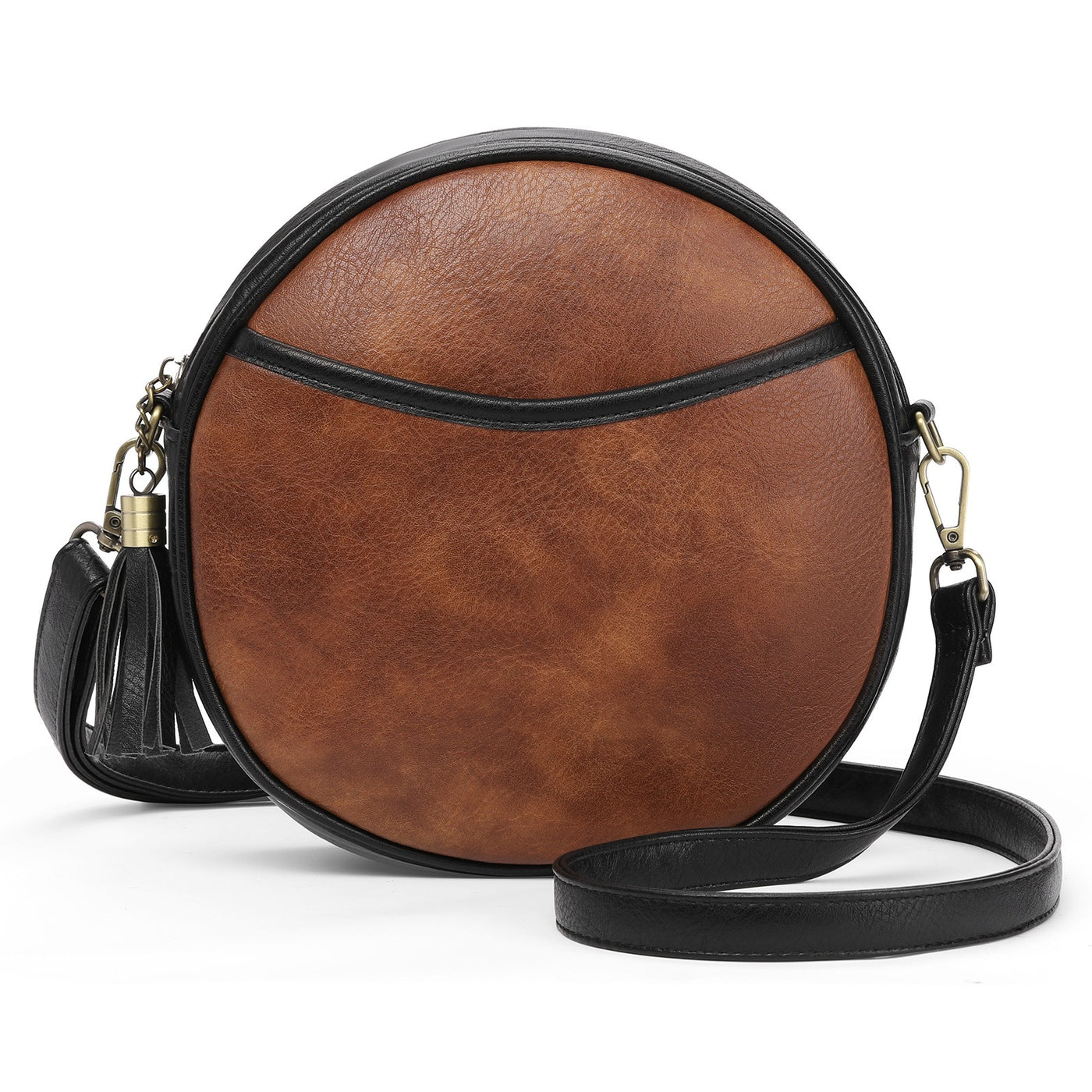Bolso bandolera mujer diseño redondo efecto cuero vintage - Noelia