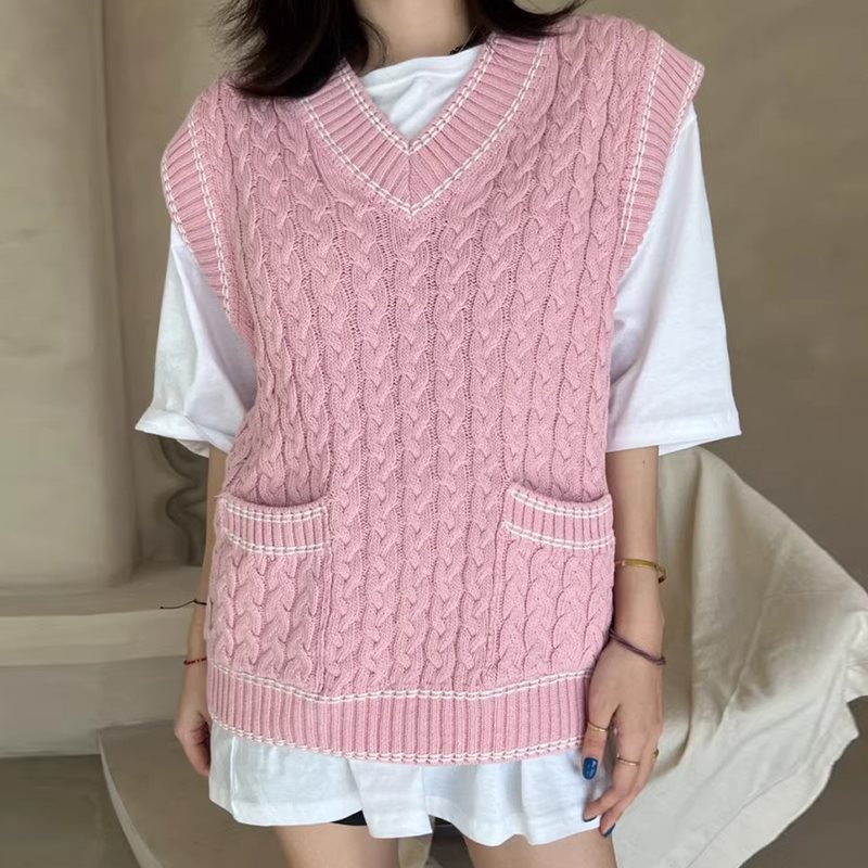 Lea - Chaleco de punto multicapa con tejido de malla y ribete en contraste