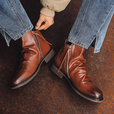 Botines de cuero para hombre con cremallera lateral - Alex