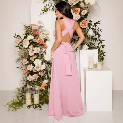 Vestido largo para mujer de escote cruzado elástico estilo fluido - Valeria