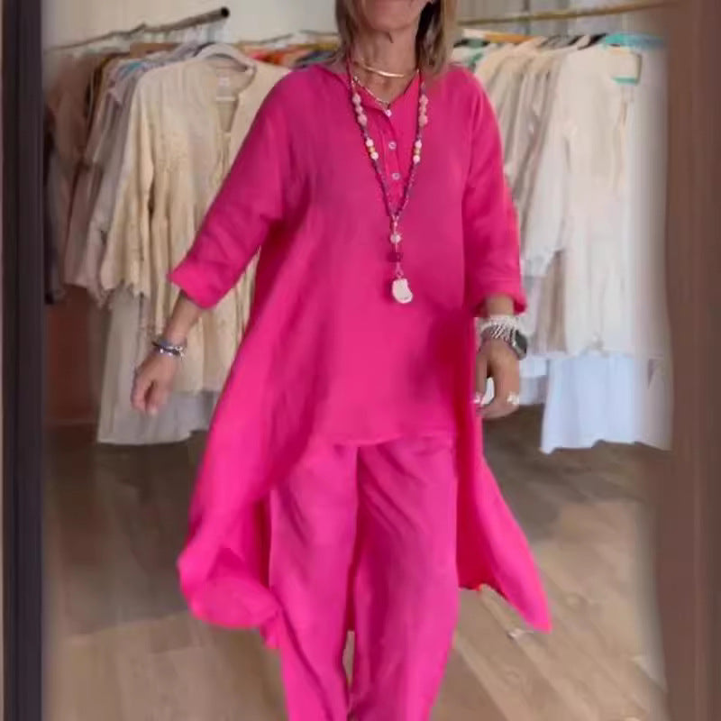 Karina - Traje de lino liso para mujer