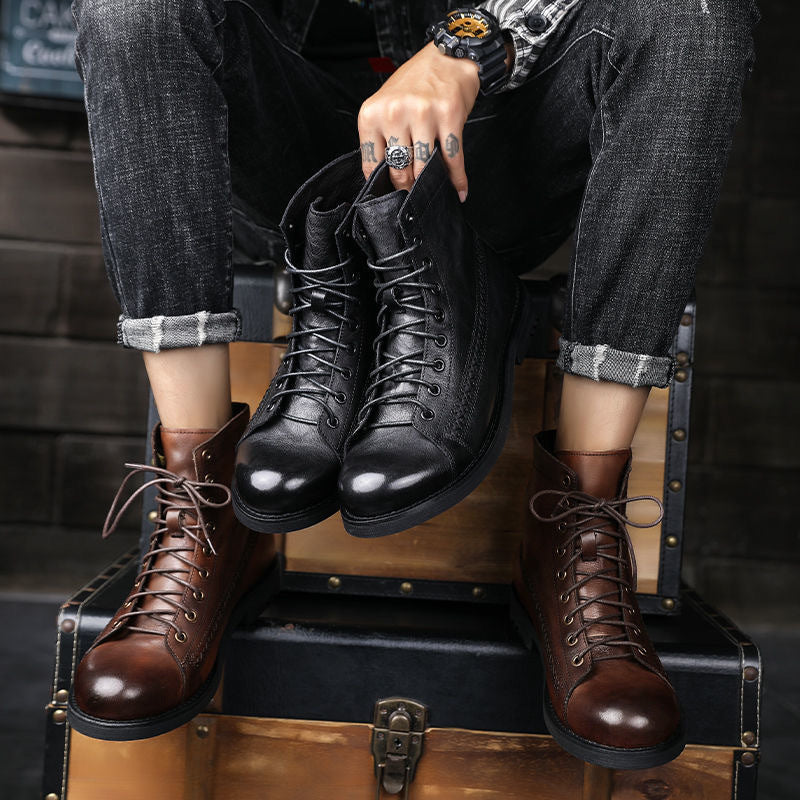 Botas vintage de cuero para hombre - Pierre