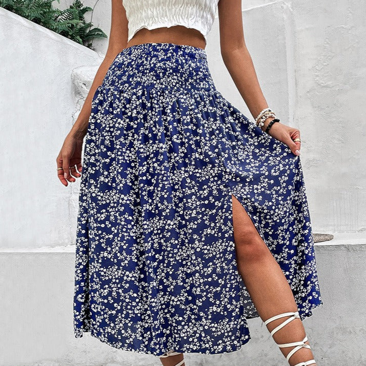 Falda midi mujer estampado floral abertura lateral - Amelia