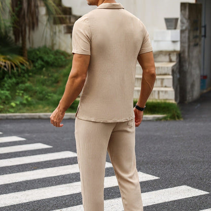 Conjunto casual hombre tela arrugada estilo relajado - Dario