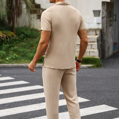 Conjunto casual hombre tela arrugada estilo relajado - Dario