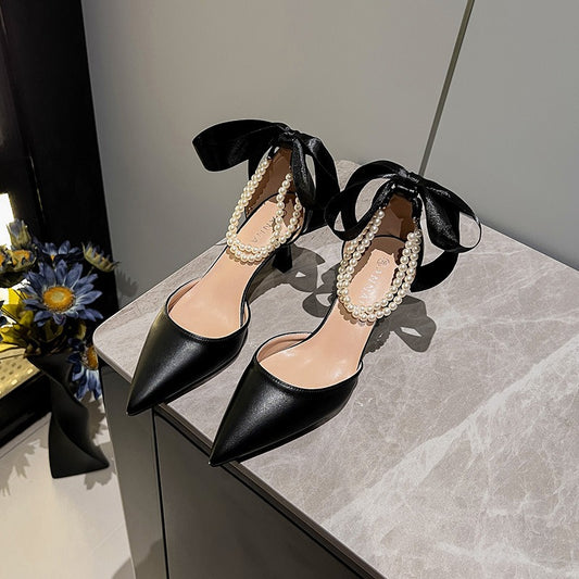 Zapatos de tacón para mujer detalle perlas estilo refinado - Oriane
