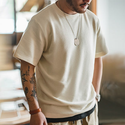 Camiseta hombre manga corta textura gofre blanca - Brando