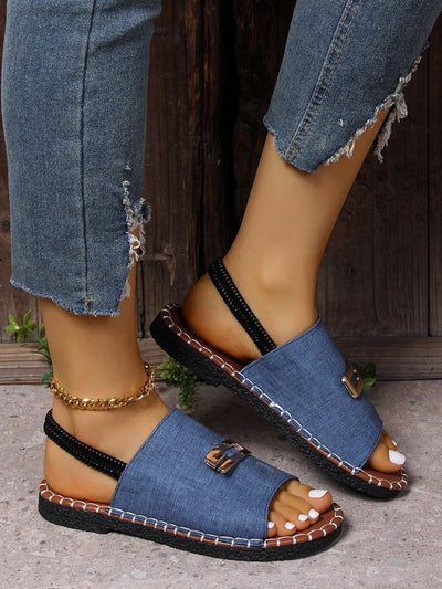 Sandalias planas mujer estampado monograma estilo casual - Amelia