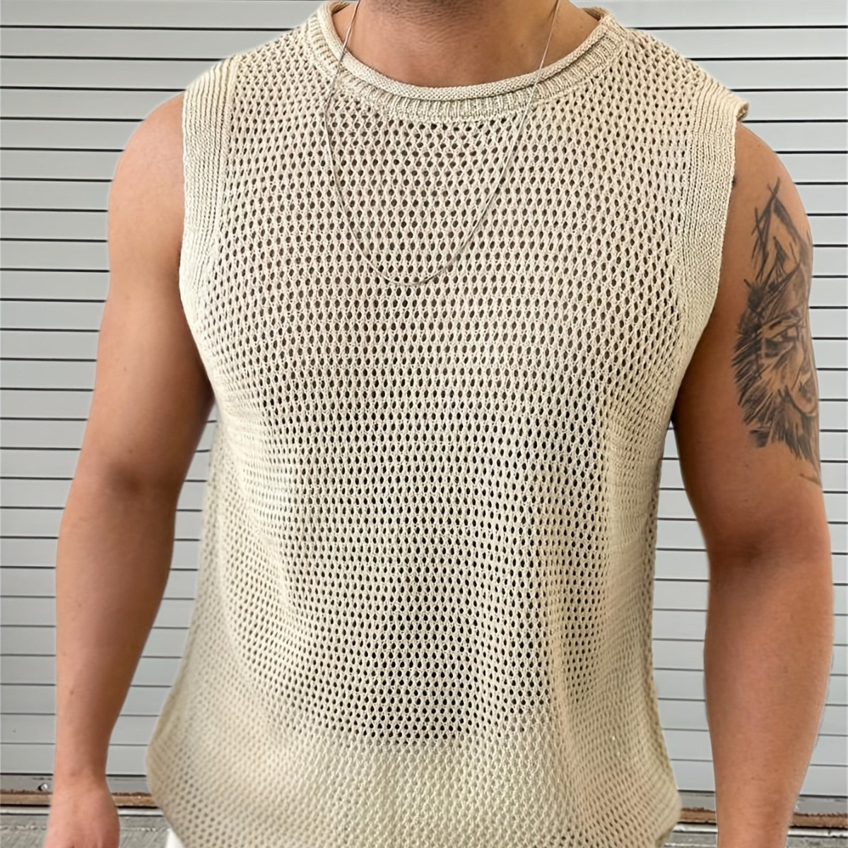 Chaleco sin mangas hombre tejido calado estilo urbano - Elías