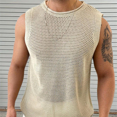 Chaleco sin mangas hombre tejido calado estilo urbano - Elías