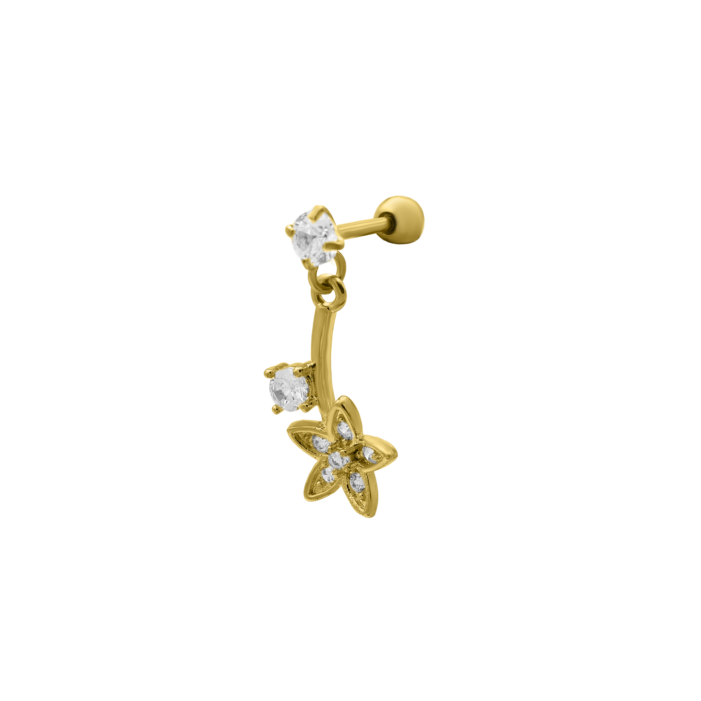 Pendiente Piedra Estrella Oro 14K