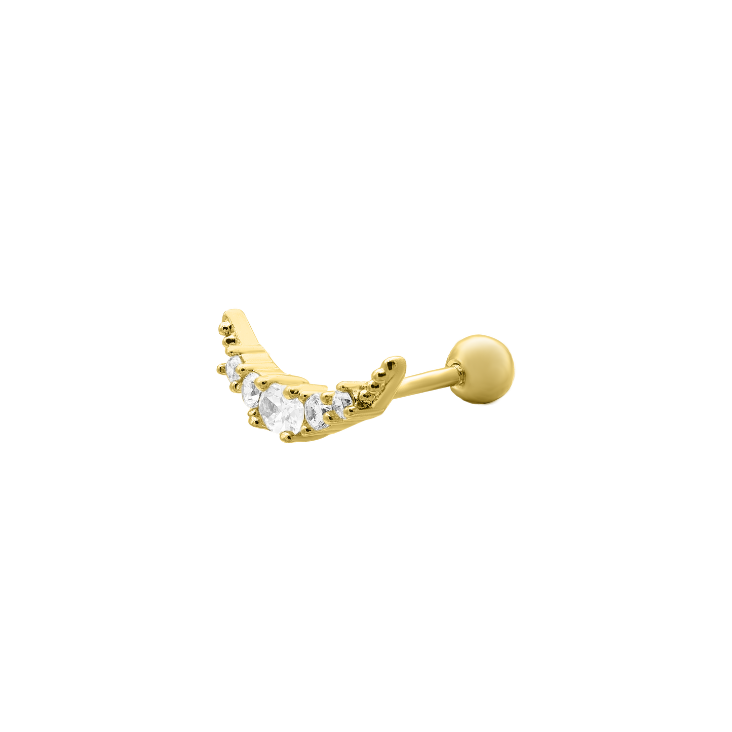 Piercing de oreja en forma de ala chapado en oro de 14 quilates