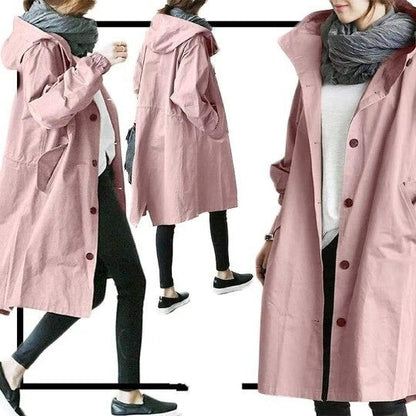 Abrigo mujer trench oversize con capucha ligera - Simona