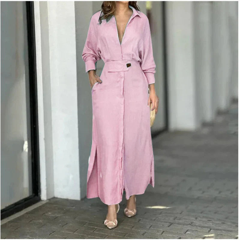 Rebecca - Vestido de manga larga con cinturón ajustable