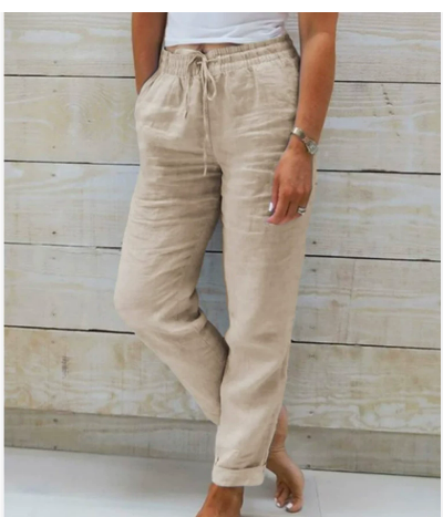 Pantalones de ocio para mujer - Cordón - Cropped