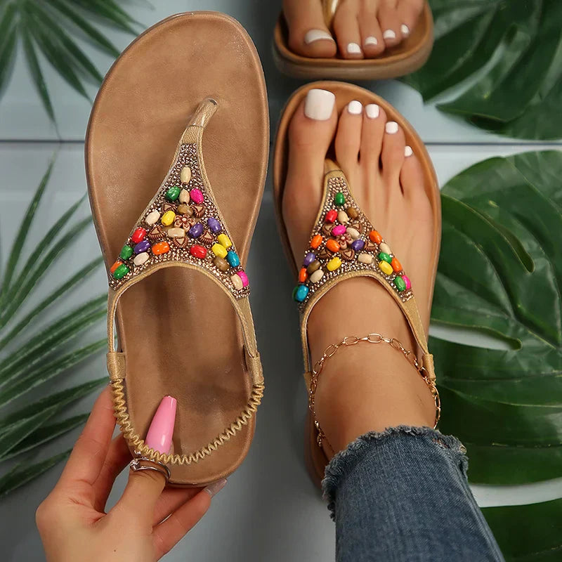 Lara - Sandalias bohemias retro con tacón plano