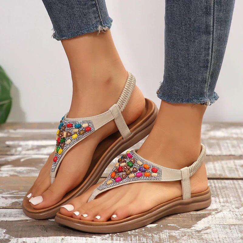 Lara - Sandalias bohemias retro con tacón plano