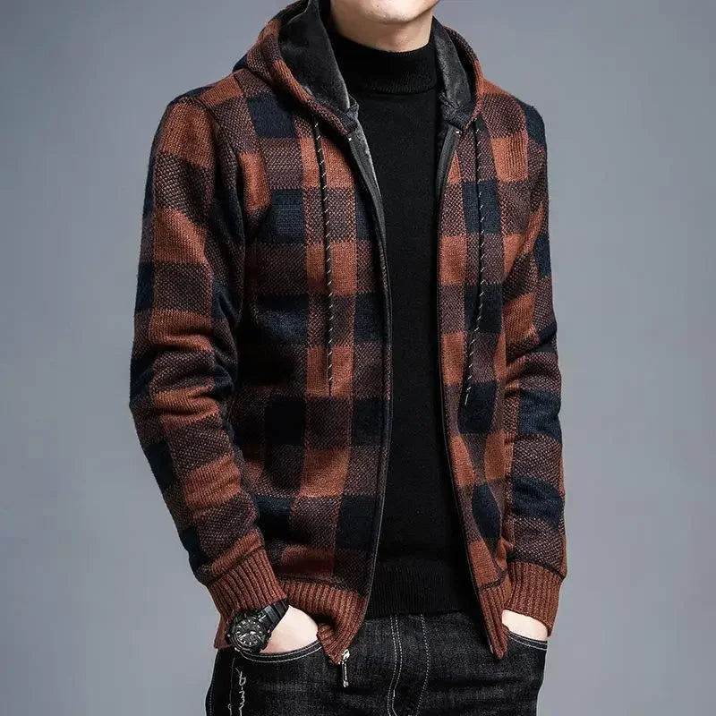 Chaqueta con capucha de cuadros para hombre - Sam