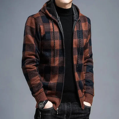 Chaqueta con capucha de cuadros para hombre - Sam