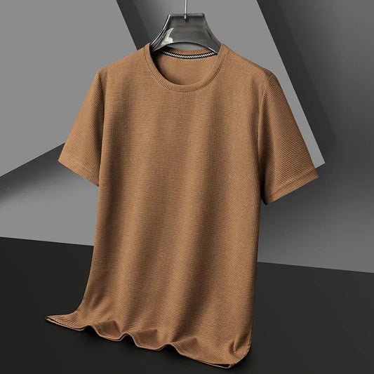 Camiseta de manga corta para hombre - con textura y cuello redondo