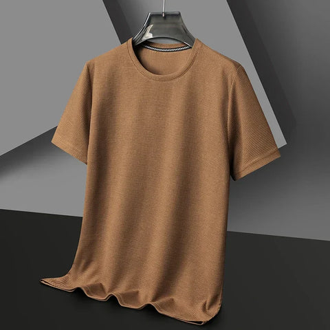 Camiseta de manga corta para hombre - con textura y cuello redondo