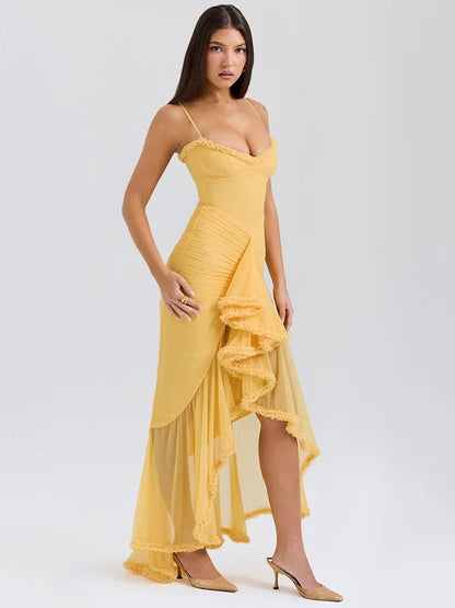 Julia - Vestido largo casual de tirantes con encaje para mujer