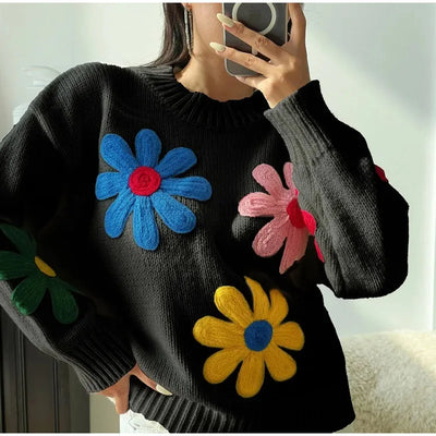 Farah - Jersey de punto grueso con llamativos apliques florales