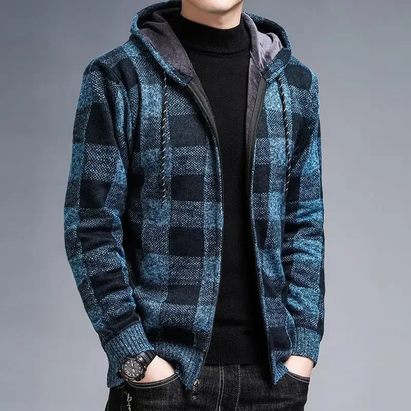 Chaqueta con capucha de cuadros para hombre - Sam