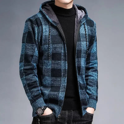 Chaqueta con capucha de cuadros para hombre - Sam