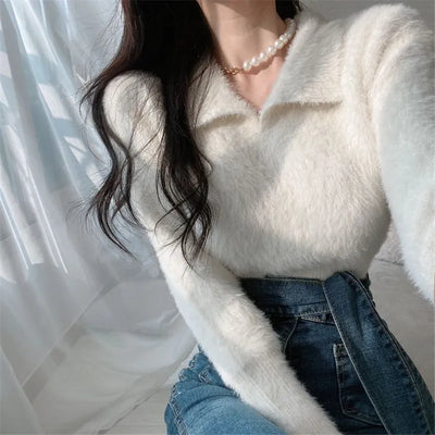 Lore - Jersey de felpa con cuello y mangas largas