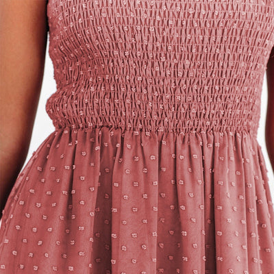 Larada - Vestido maxi vaporoso con un delicado estampado de lunares