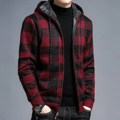 Chaqueta con capucha de cuadros para hombre - Sam