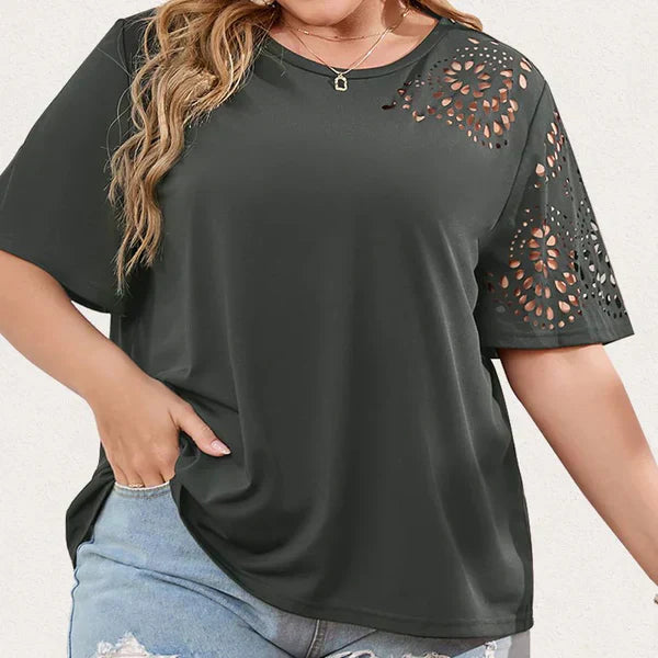 Deborah - Camiseta creativa con escote de gasa para mujer