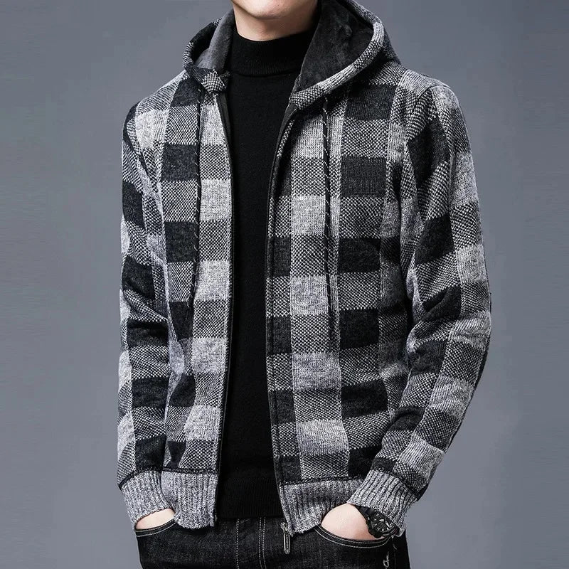Chaqueta con capucha de cuadros para hombre - Sam