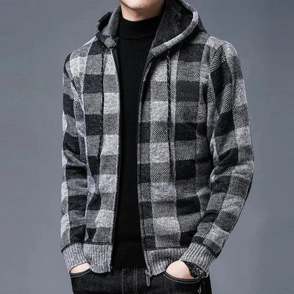 Chaqueta con capucha de cuadros para hombre - Sam
